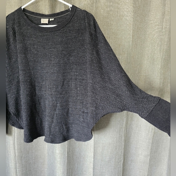 Anthropologie Postcard Dark Grey Thermal Waffle Knit Dolman Sleeve Top Sz S - Picture 2 of 5